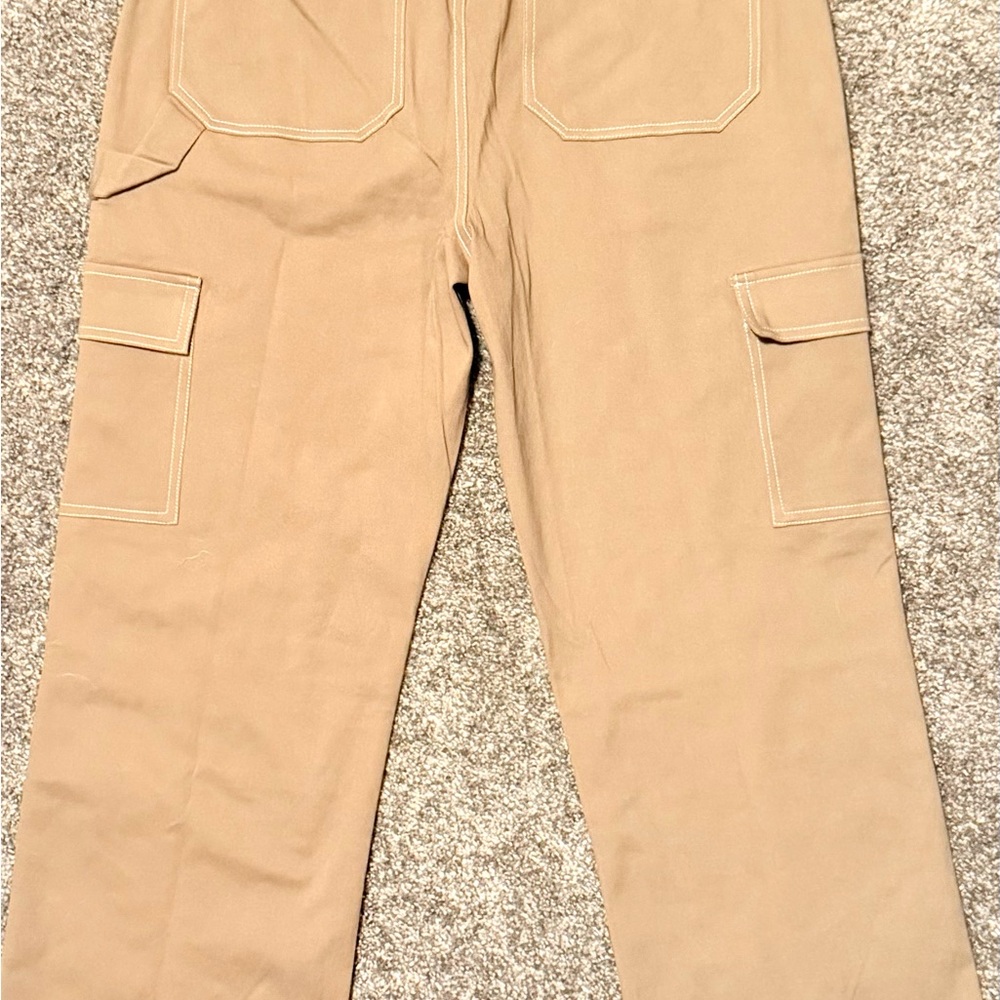 Hem & Thread Tan Wide Leg Cargo Pants - Picture 9 of 9